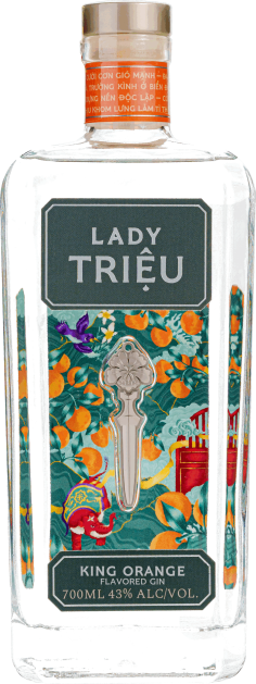 Lady Trieu King Orange Flavored Gin 700ml Front Label Bottle Mock Up Global